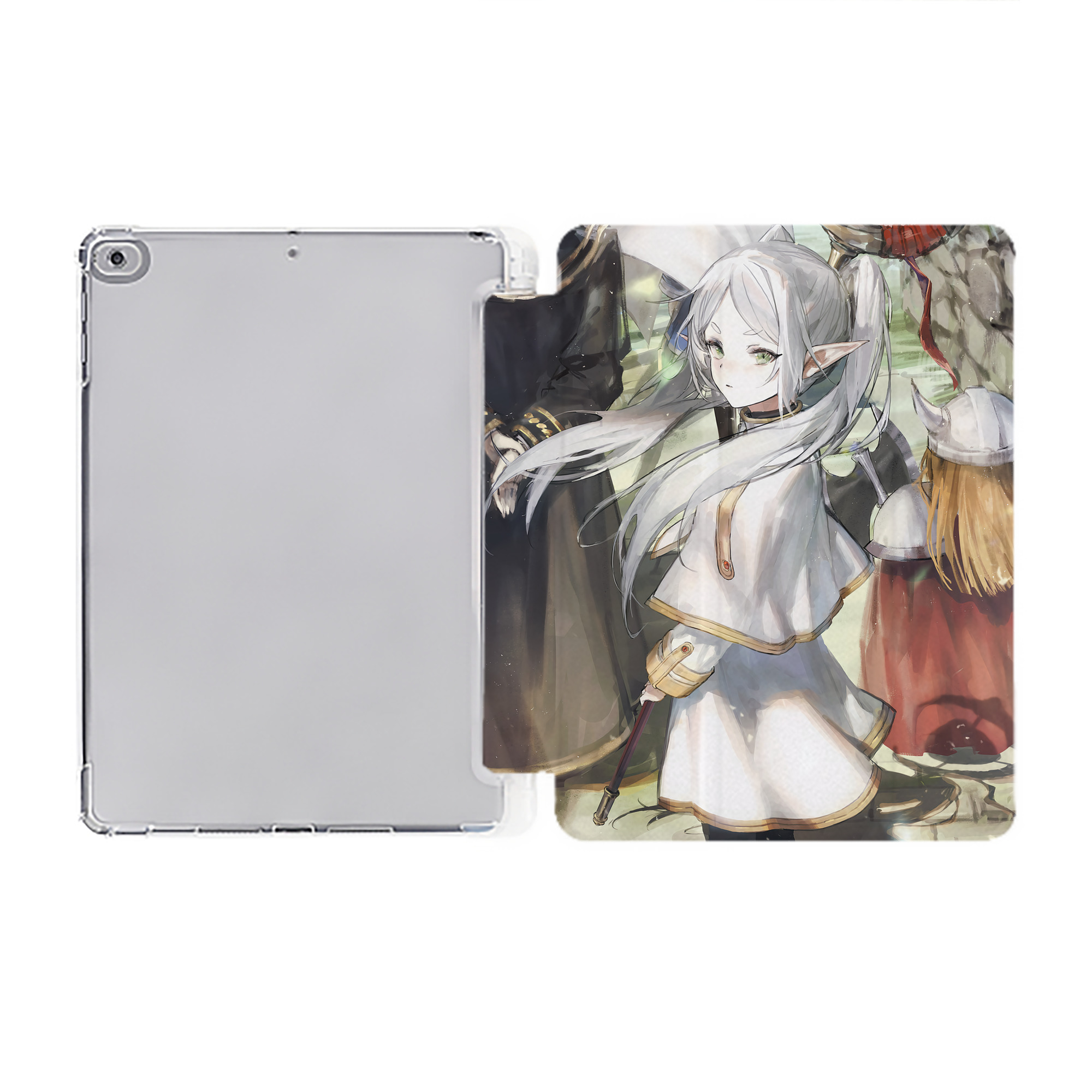 （画像用） 葬送のフリーレン Frieren IPad ケース ペン収納付き 三つ折りスタンド PUレザー×シリコン 対応機種9.5/10.5/10.9インチ
